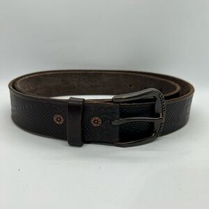Levi’s Brand Tooled Brown Leather Belt Size Large 38-40